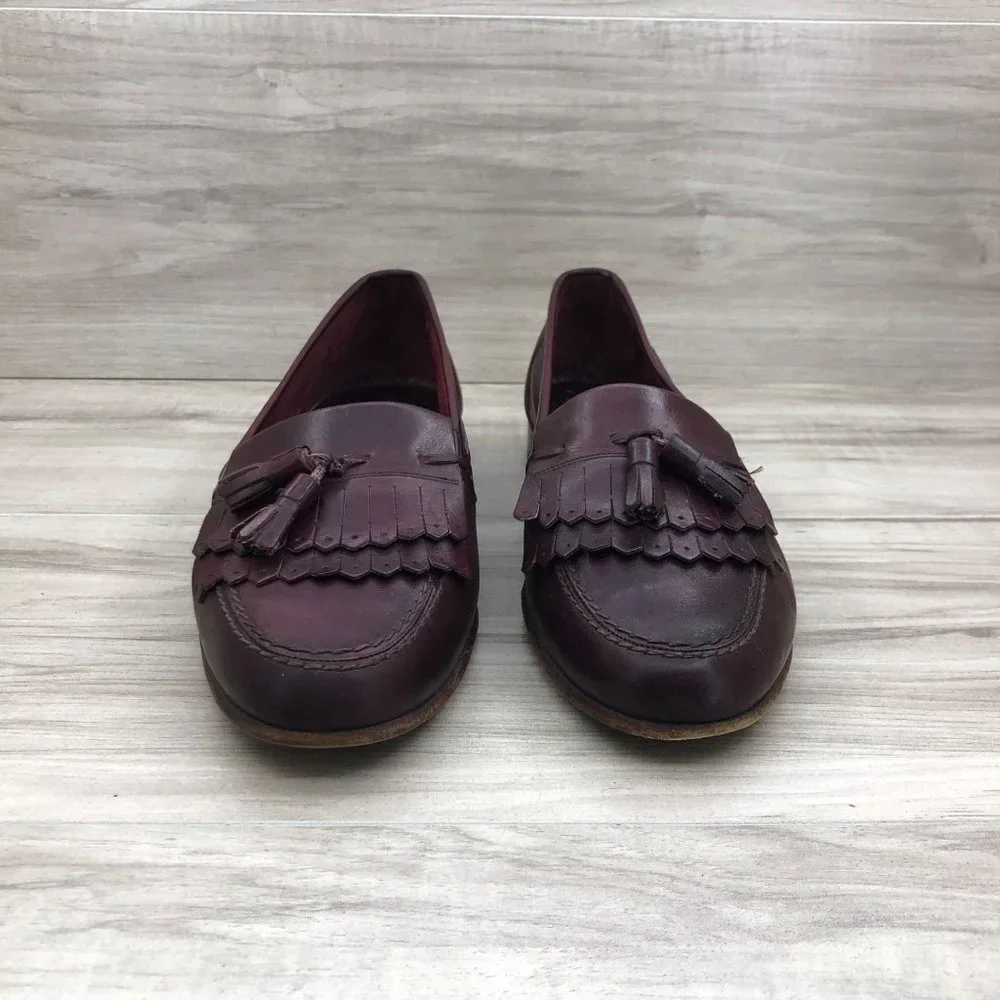 Bally Loafers Mens 8.5M Logan Burgundy Leather Slip On Tassel Shoes